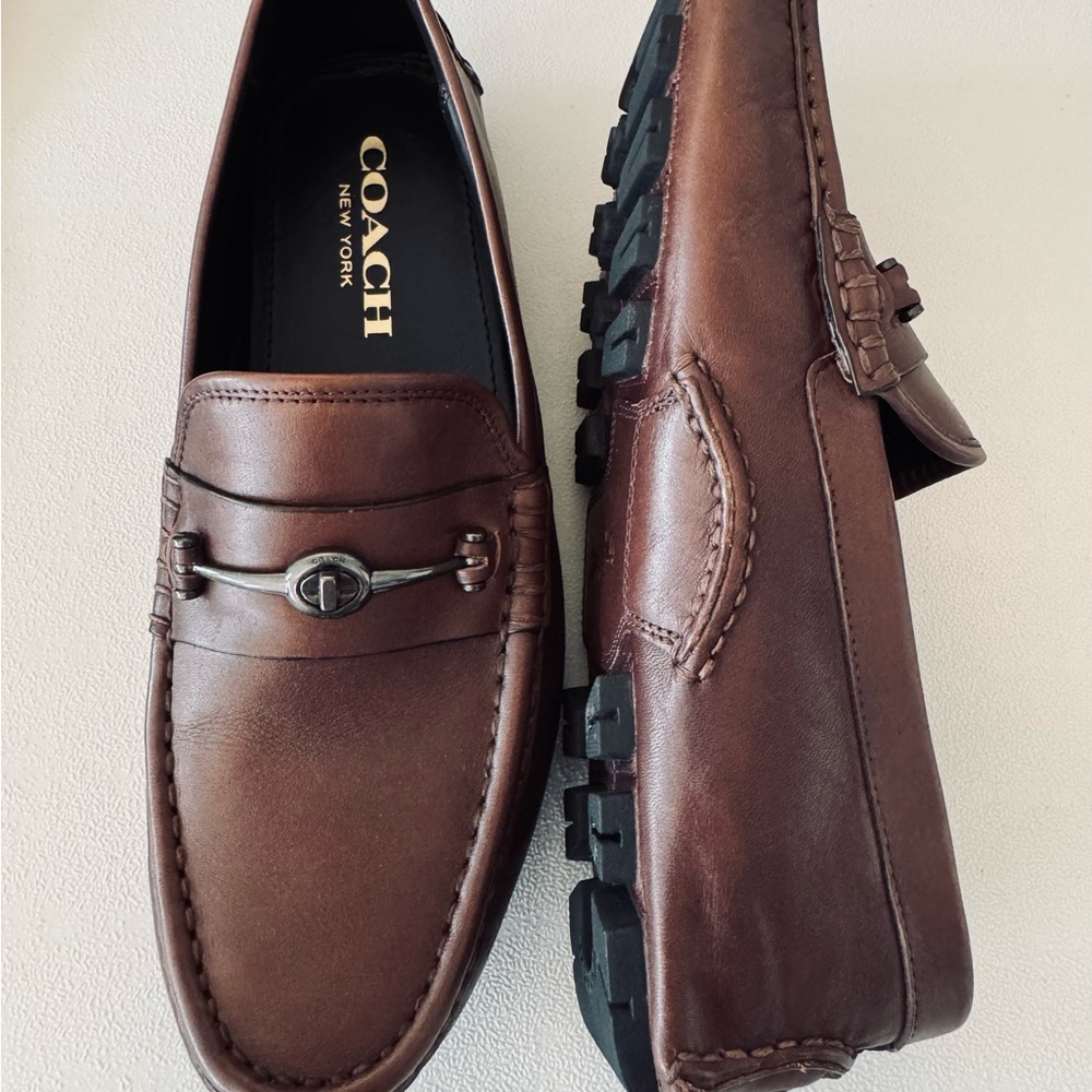 Coach Brown Leather Slip-On Drivers
